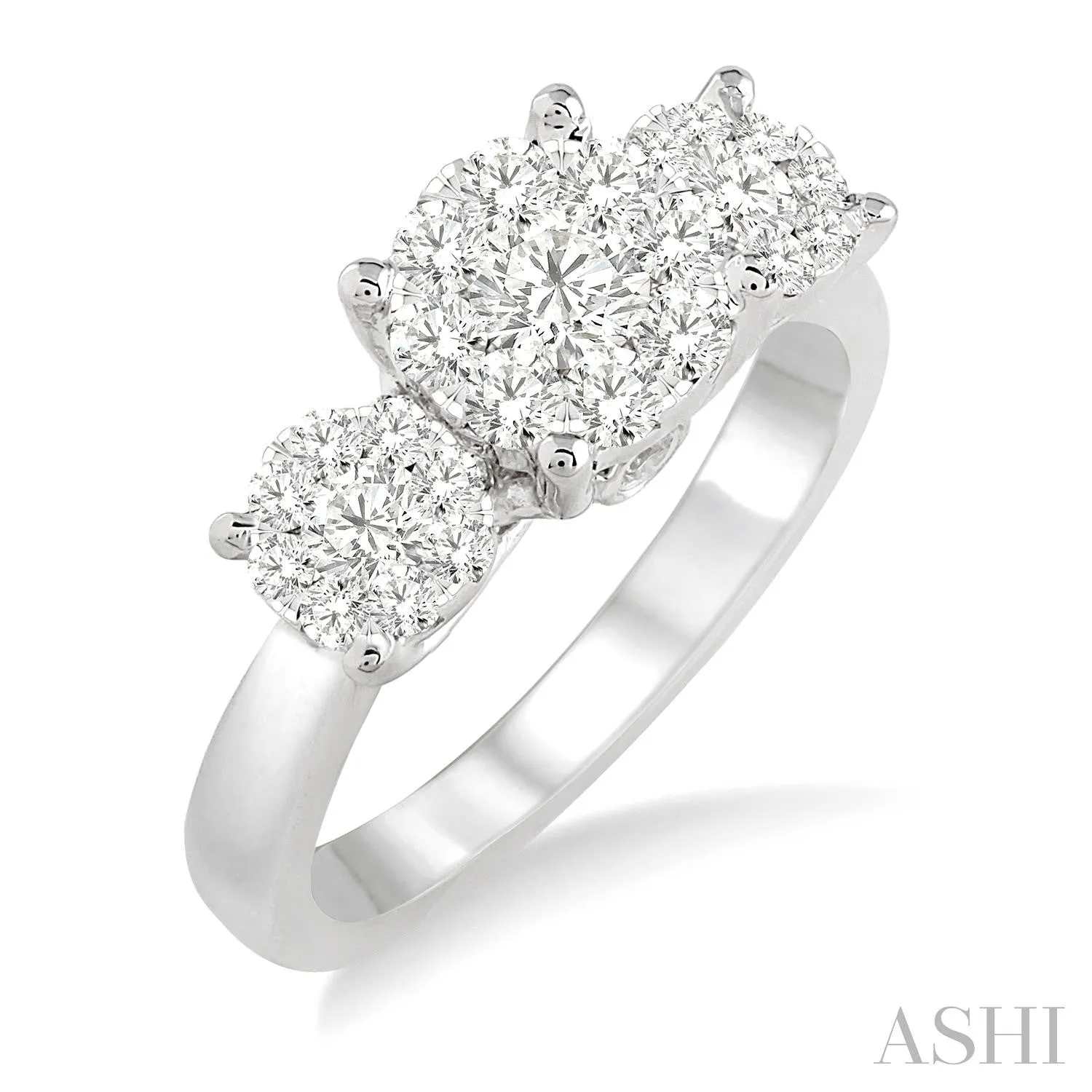 1.0 CTW 14KW Past Present & Future Lovebright Essential Diamond Engagement Ring