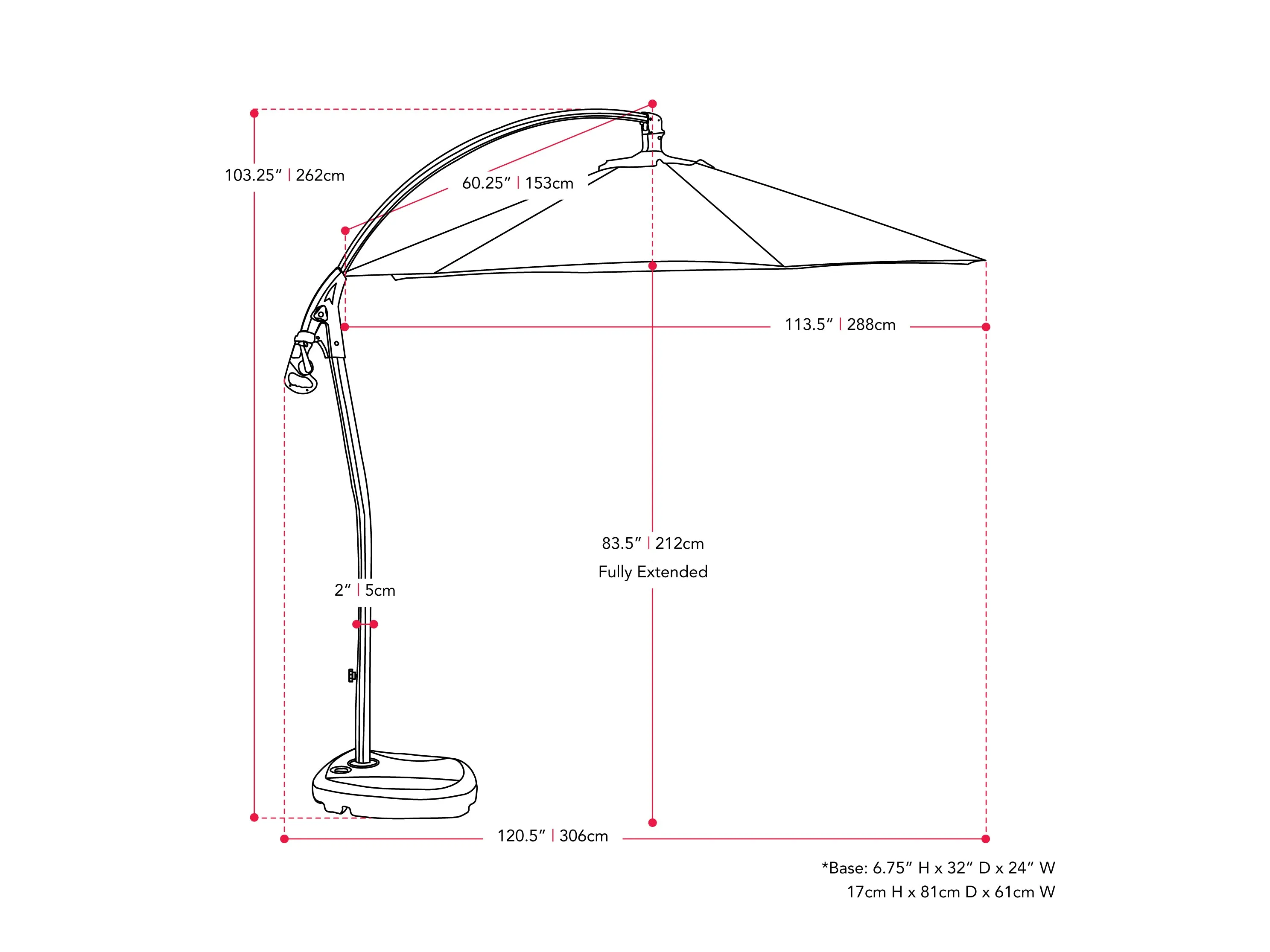 10ft Black Cantilever Umbrella with Base