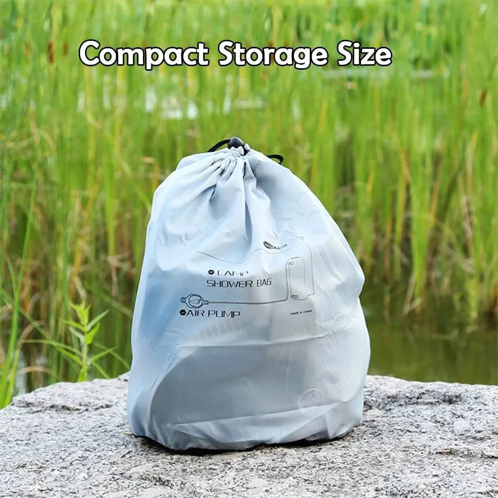 12/20L Outdoor Camping Tourism Shower Bag Folding Water Bag Container Sack with Air Pump 1.9m Hose Shower Head for Hiking Picnic