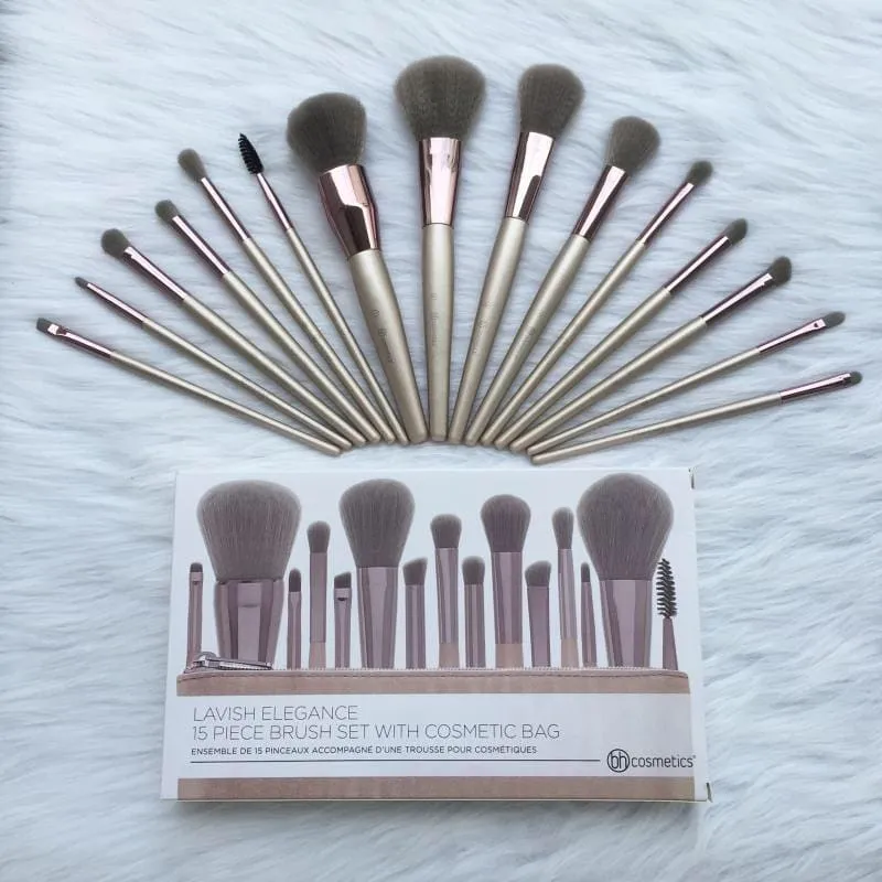 15pcs BH Cometics with Leather Pouch All-in-One Beauty Makeup Brushes Set