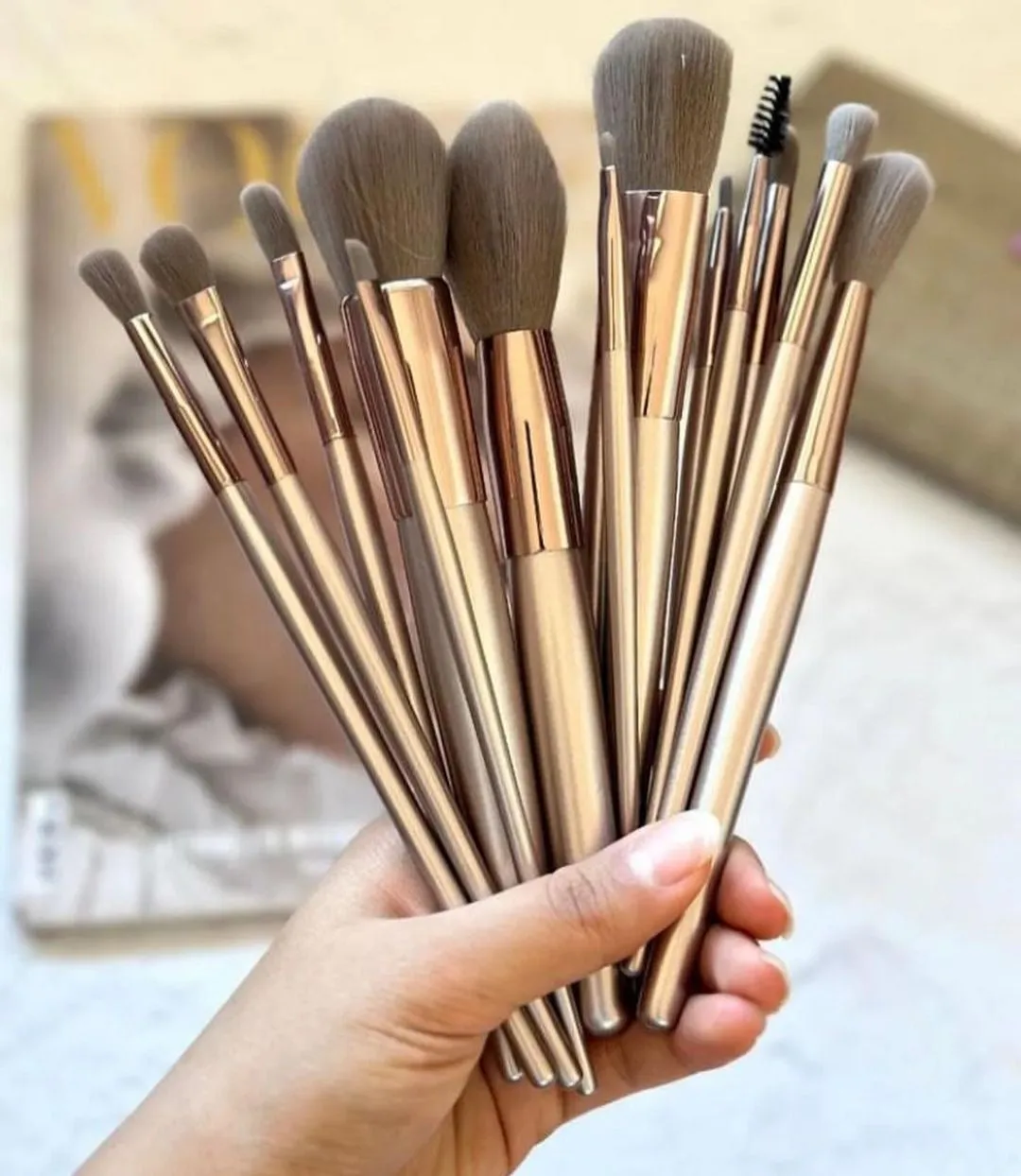 15pcs BH Cometics with Leather Pouch All-in-One Beauty Makeup Brushes Set