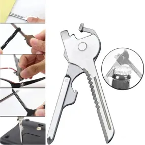 1Pc Outdoor Multi-function Key Chain 6 in 1 Folding Knife Bottle Opener Screwdriver Tool EDC Stainless Steel Pocket Accessories