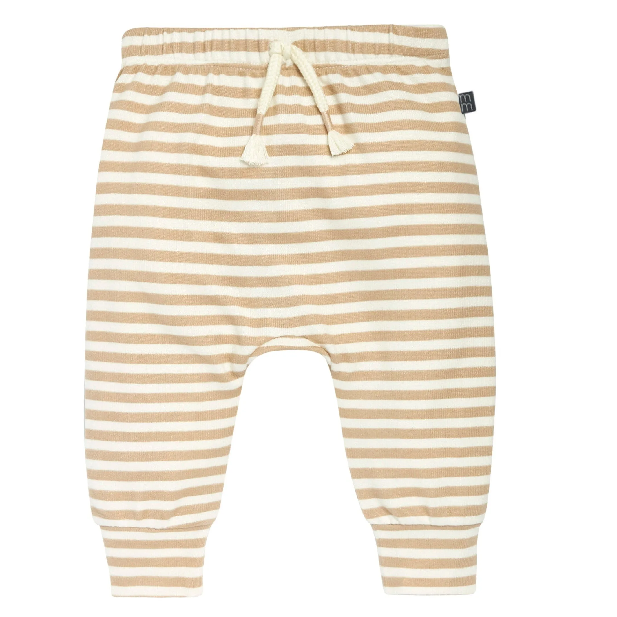 2-Piece Baby Boys Light Tan Stripe Hacci Hooded Top and Joggers Set