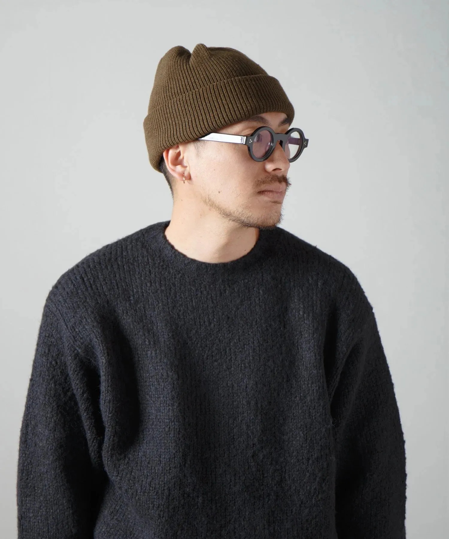 2-Way Solid Color Knit Beanie - Olive