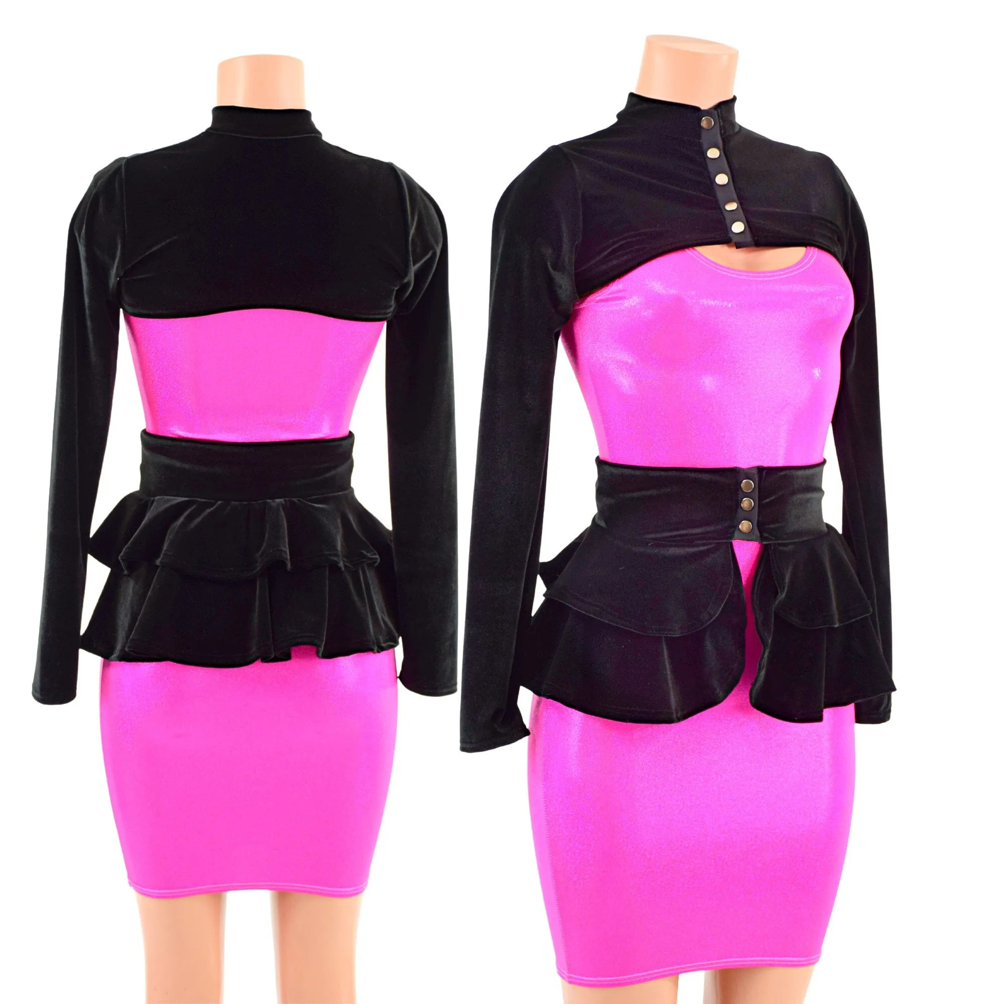 3PC Bolero, Double Ruffle Open Front Snap Skirt, and Tank Dress Set