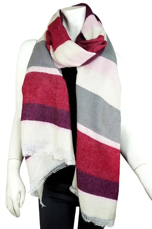 Addison Multicolor Striped Fringe Scarf