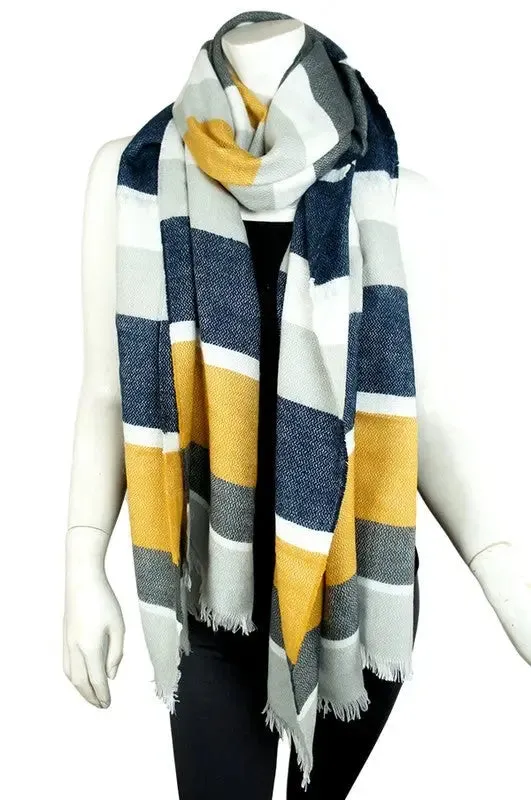 Addison Multicolor Striped Fringe Scarf