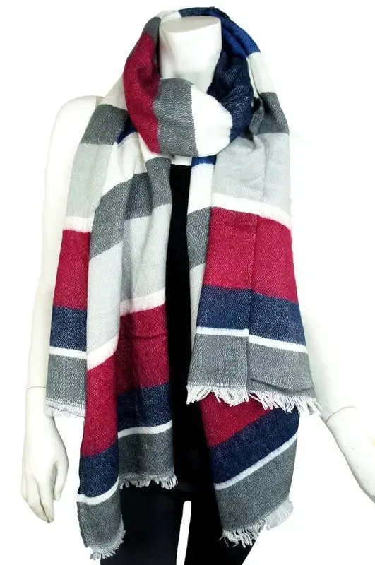 Addison Multicolor Striped Fringe Scarf