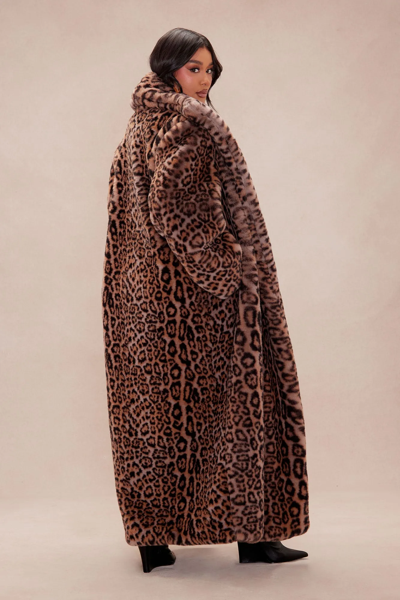 Alex Faux Fur Coat - Leopard