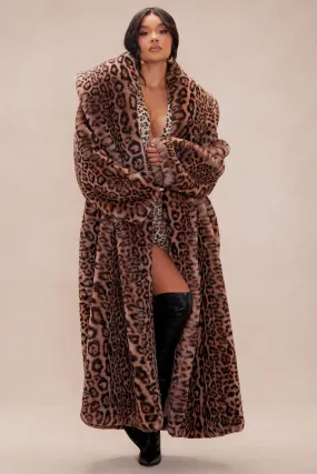 Alex Faux Fur Coat - Leopard