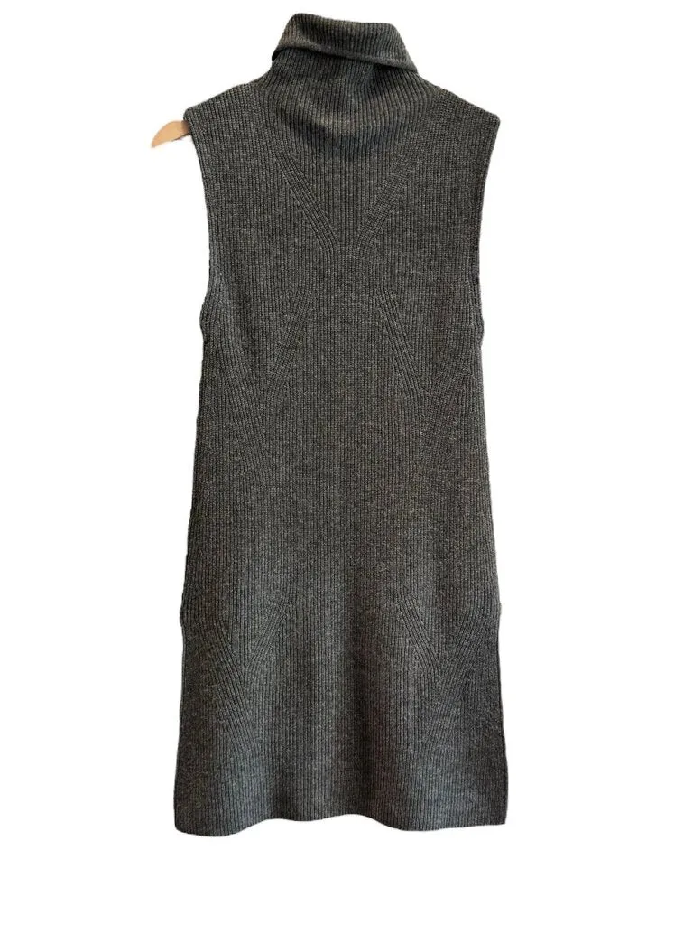 *Alice   Olivia Fay Wool & Cashmere Rib Knit Sleeveless Turtleneck Tunic Sweater Vest, Size XS