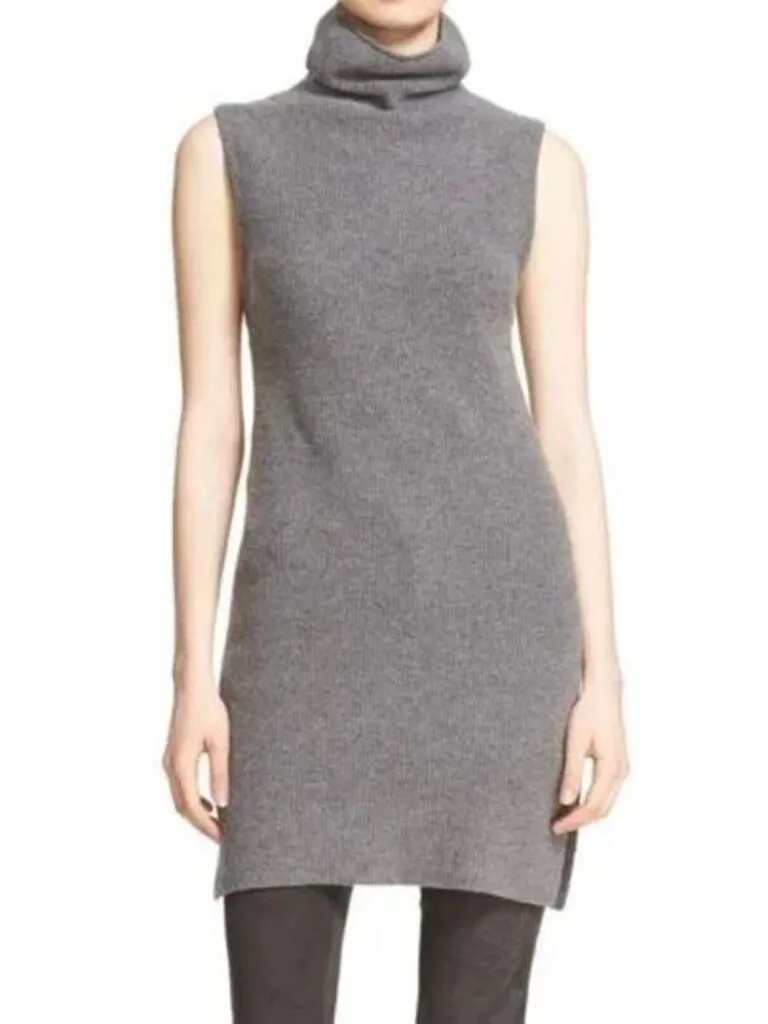 *Alice   Olivia Fay Wool & Cashmere Rib Knit Sleeveless Turtleneck Tunic Sweater Vest, Size XS