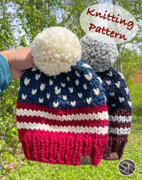 Americana Knit Beanie Pattern | Multiple Sizes | Digital Item