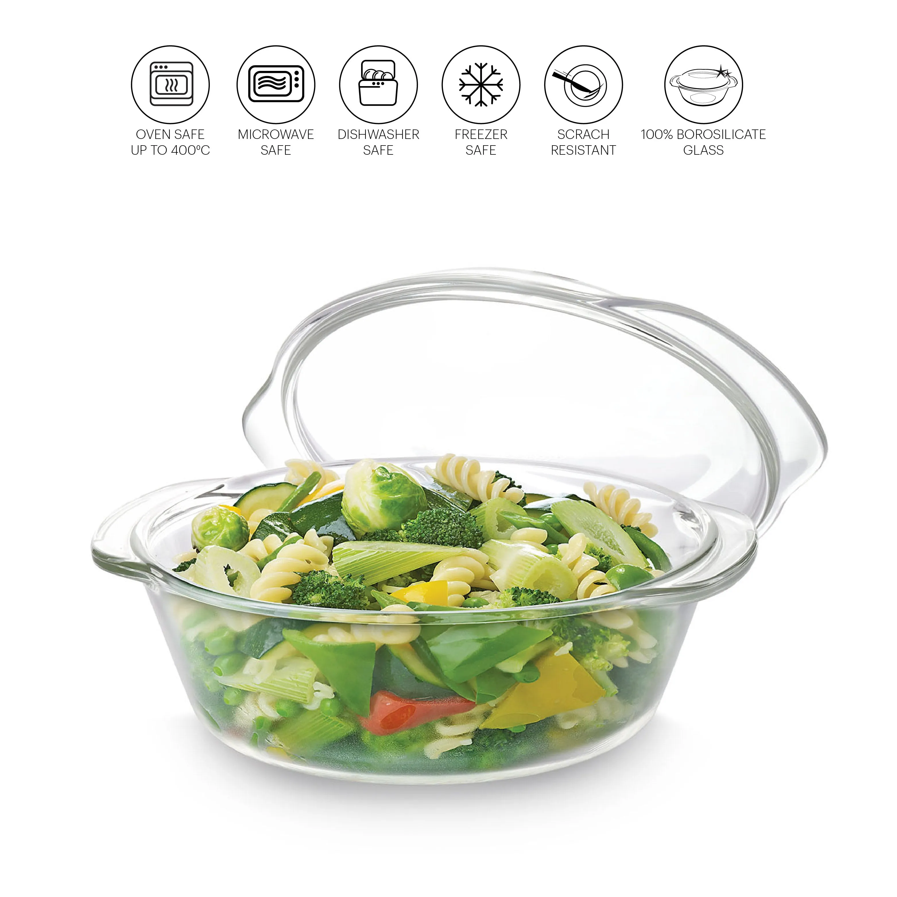 Angelica Round Casserole With Lid, 750ml