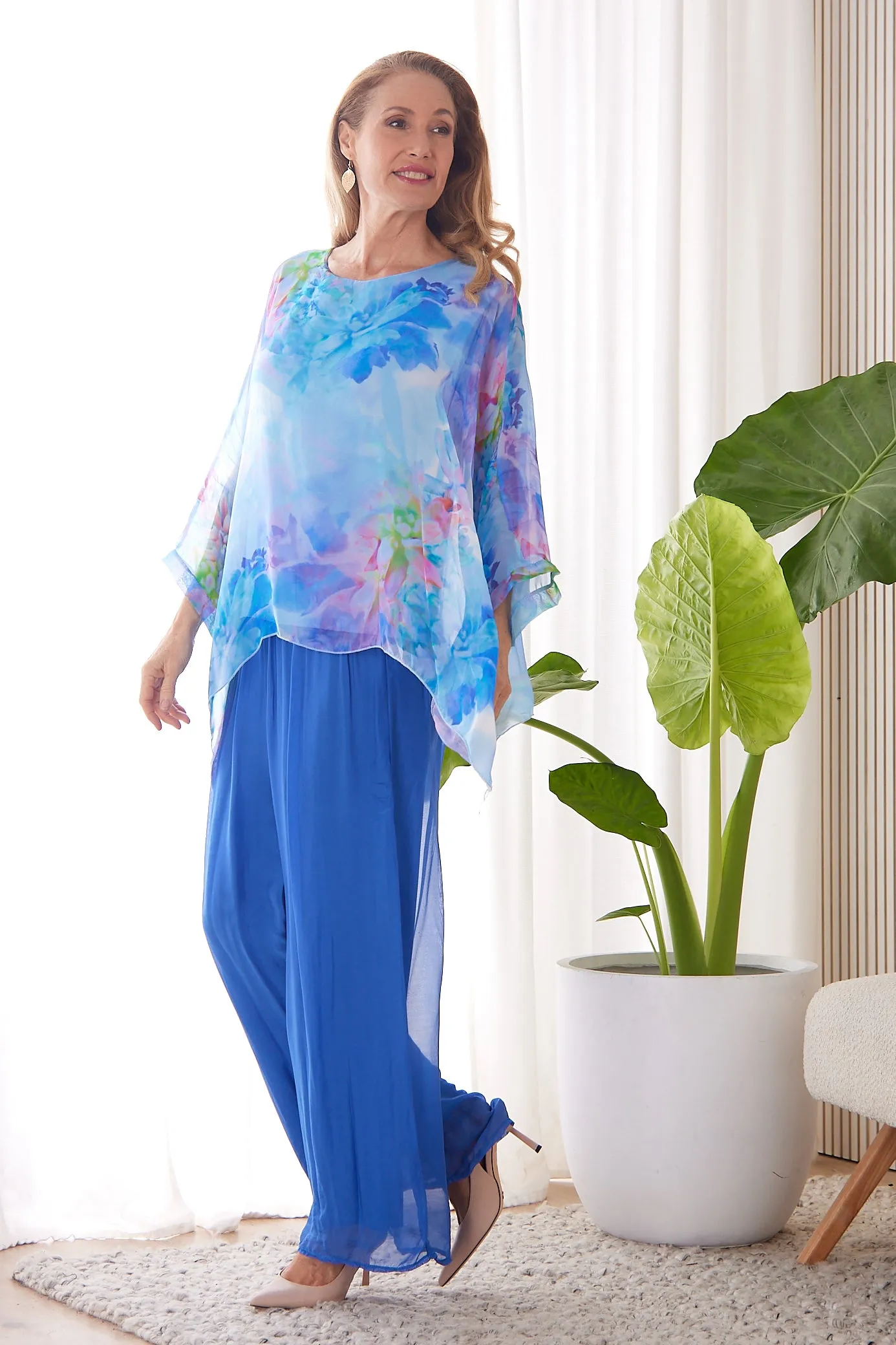 Arlette Silk Pants - Cobalt