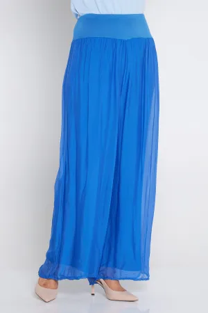 Arlette Silk Pants - Cobalt