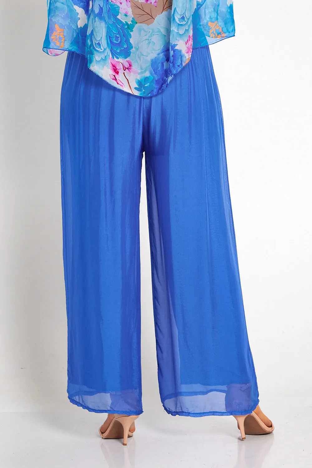 Arlette Silk Pants - Cobalt