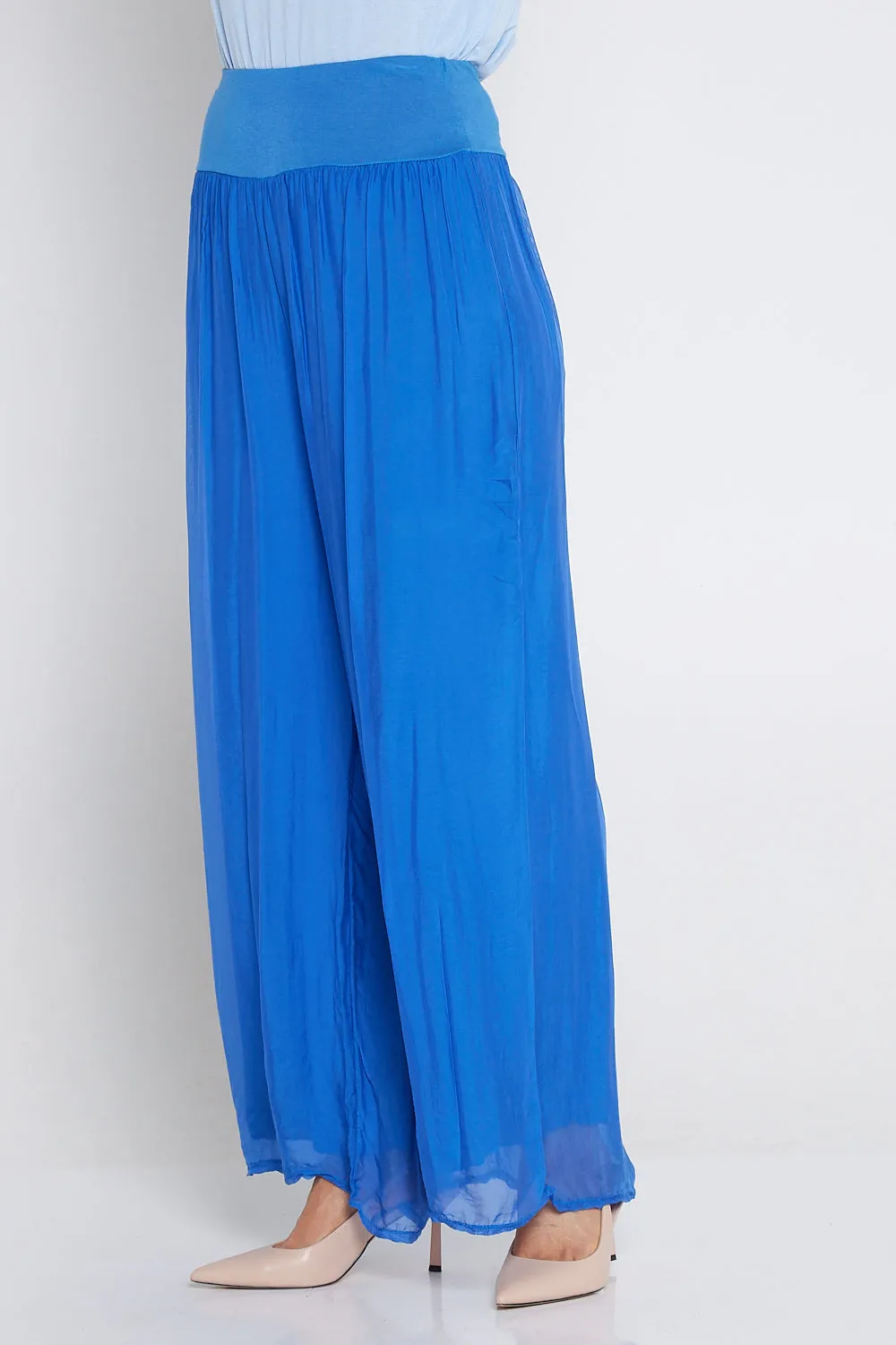 Arlette Silk Pants - Cobalt