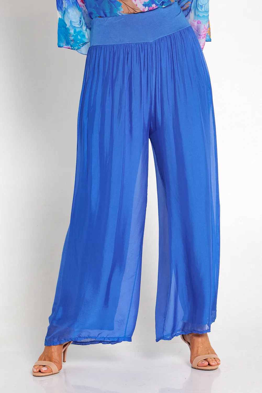 Arlette Silk Pants - Cobalt