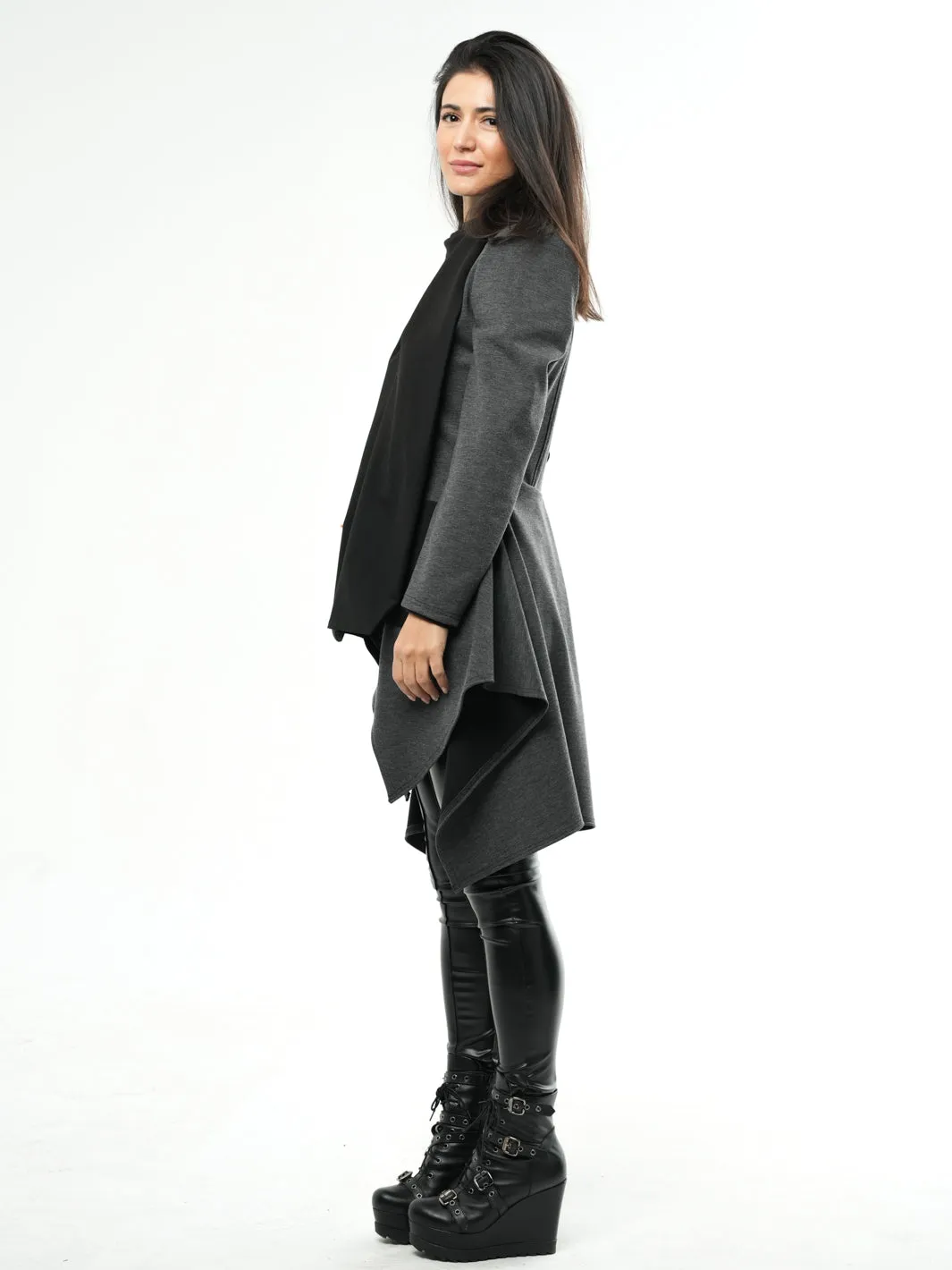 Asymmetric Coat With Scarf