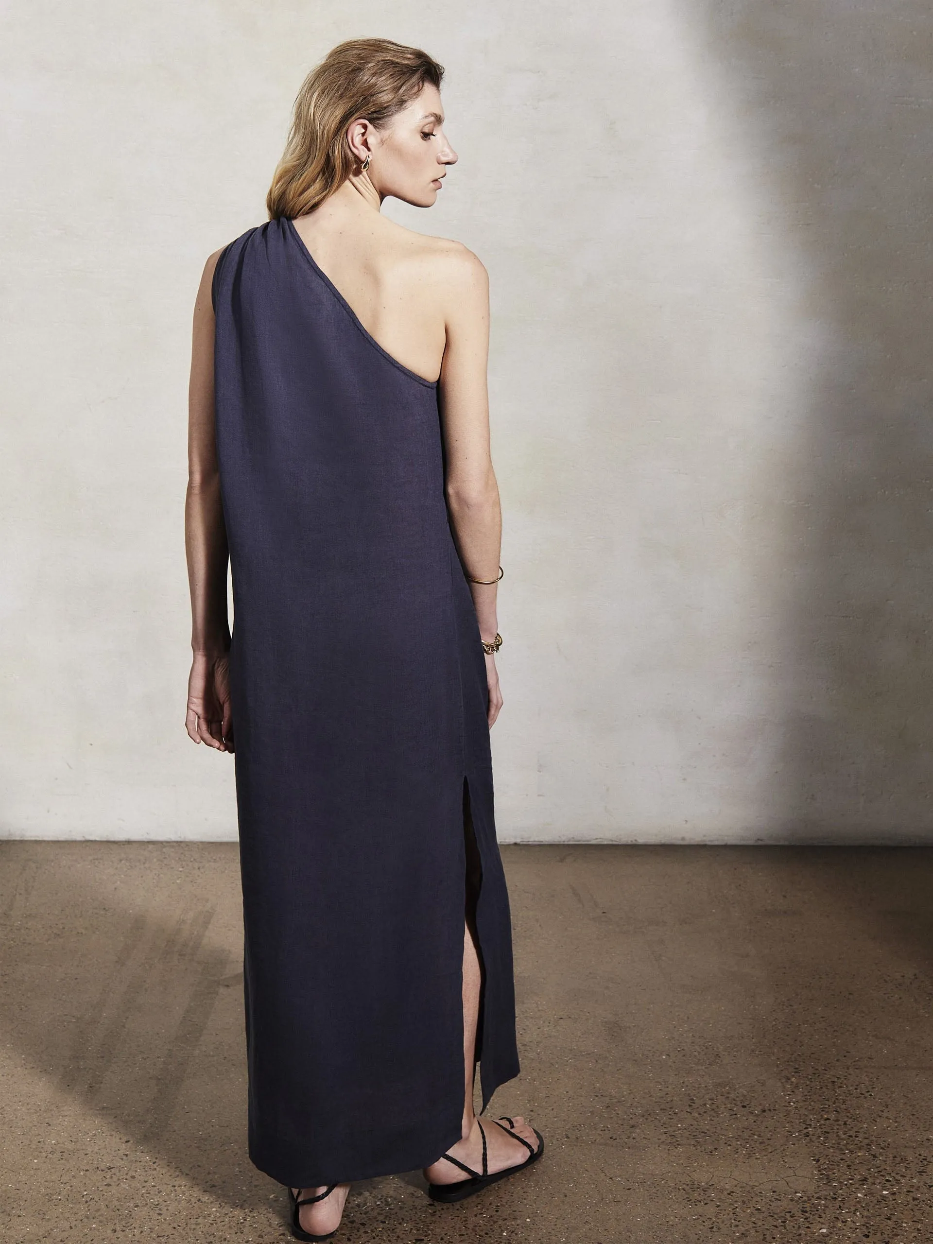 Athena midnight linen dress