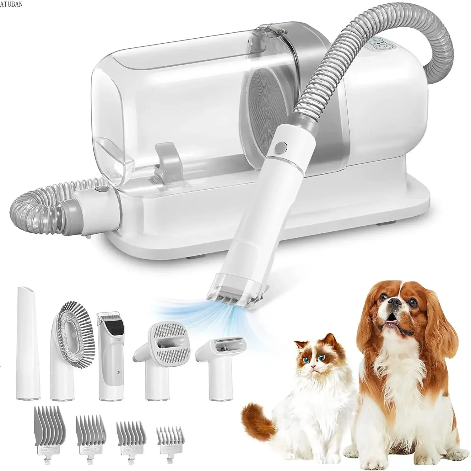 ATUBAN Pet Grooming Vacuum Kit – Large 2.3L Capacity Pet Hair Dust Cup & Dog Brush for Effortless Pet Grooming