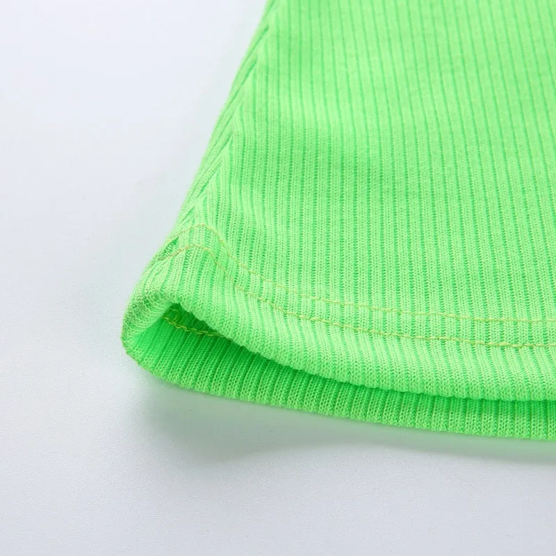 Autumn Winter turtleneck long sleeve neon green t-shirts knitted neon top tee shirt basic Top