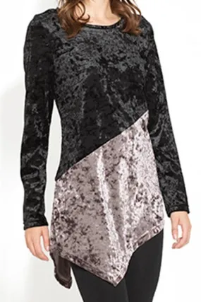 B939-C Crushed Velvet Asymmetrical Top