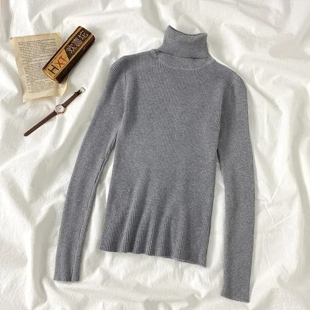 Basic Ribbed Turtleneck Sweatshirt (18 Colors!)