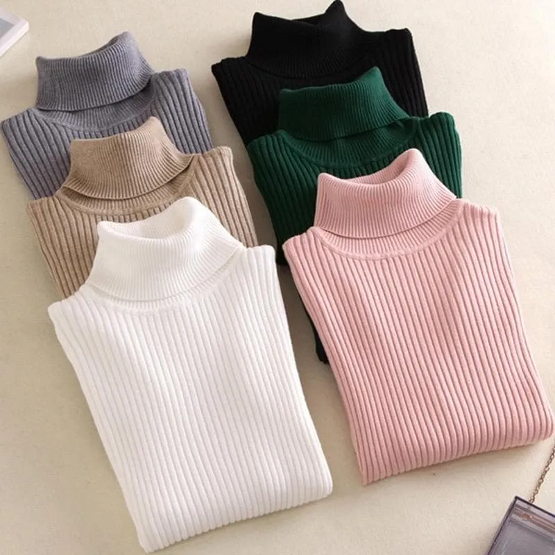 Basic Ribbed Turtleneck Sweatshirt (18 Colors!)