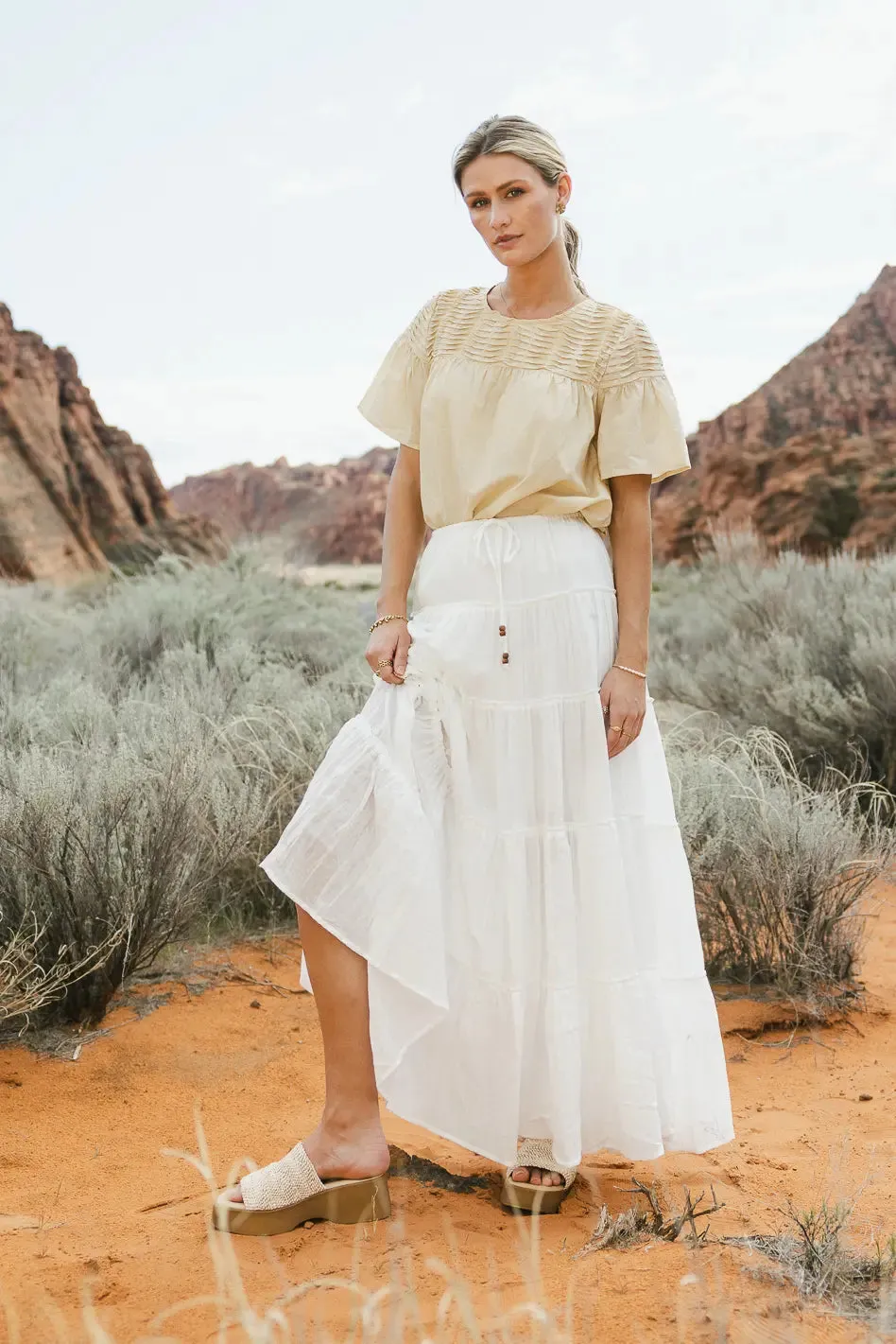 Baylin Tiered Skirt in White - FINAL SALE