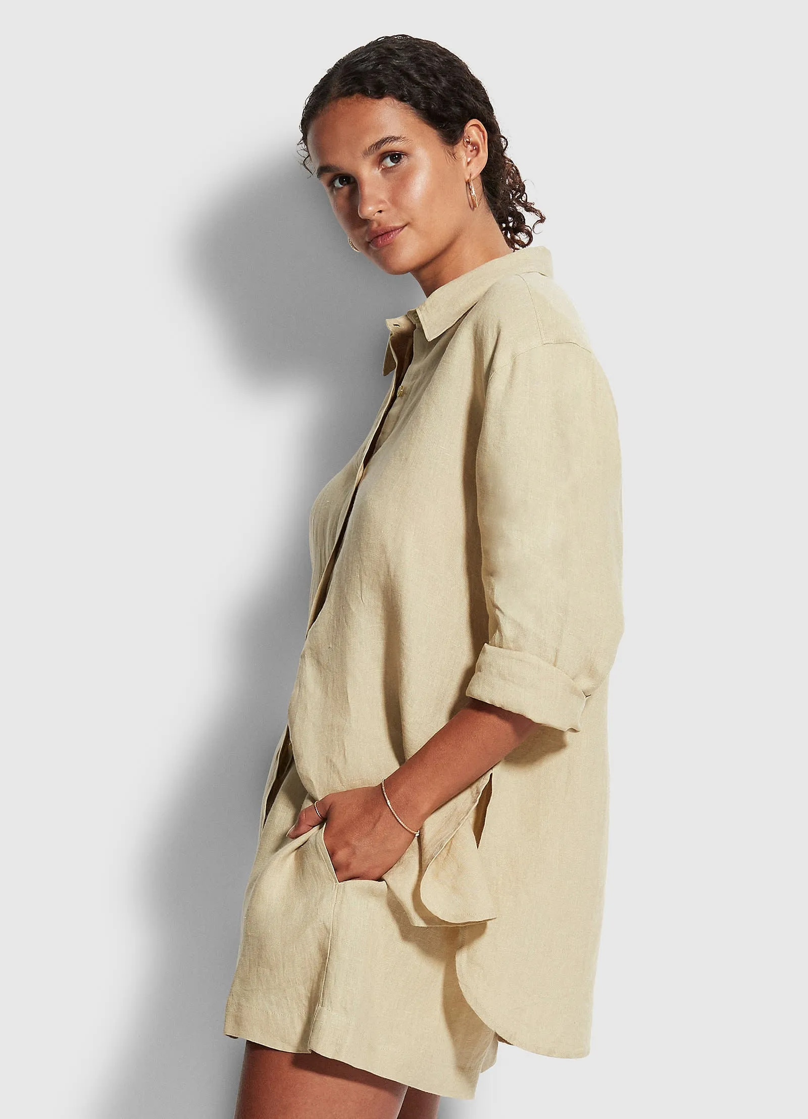 Beach Linen Shirt - Olive