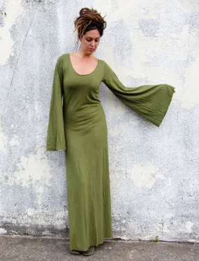 Bell Sleeve Slip Simplicity Long Dress