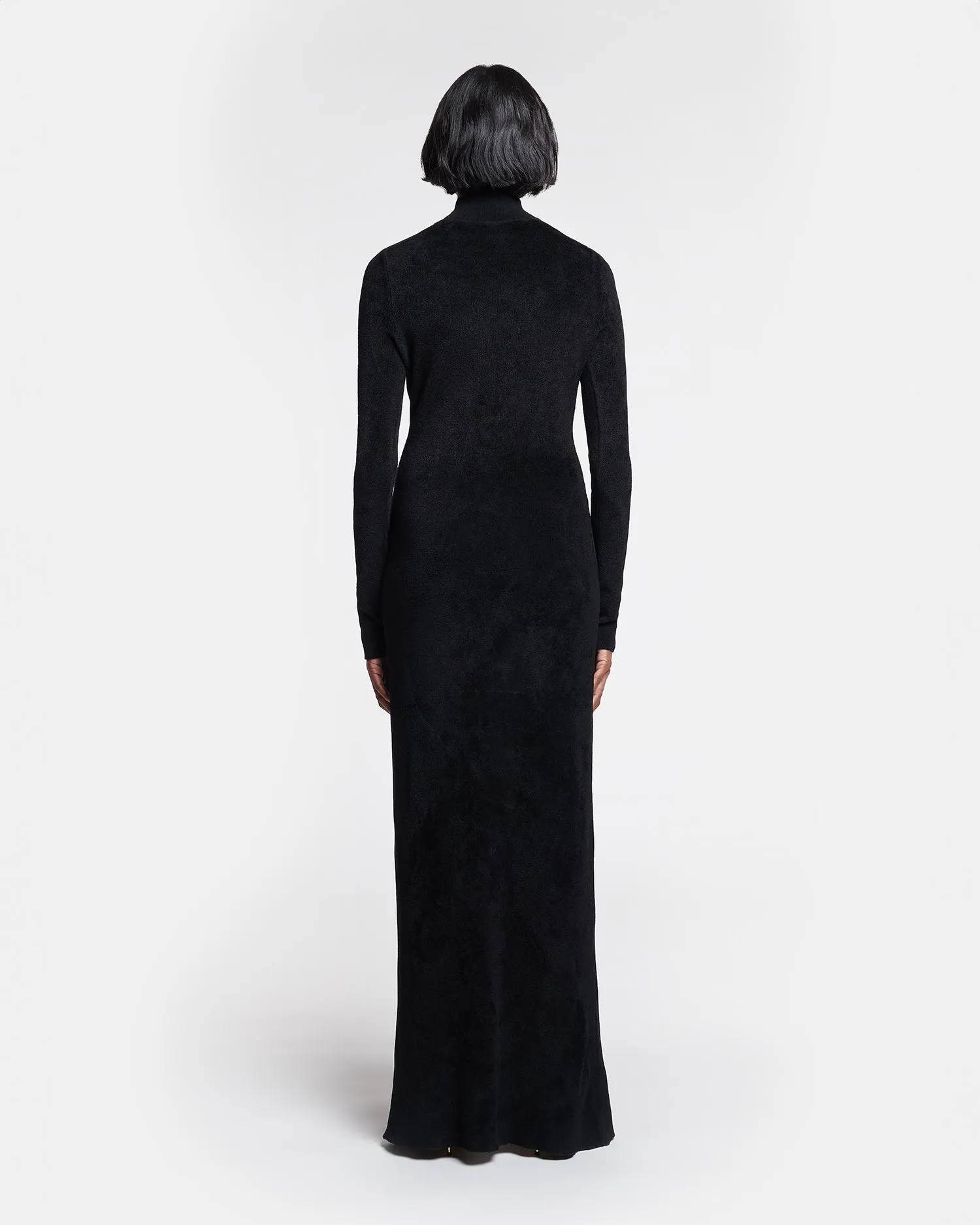 Beyla - Chenille Turtleneck Maxi Dress - Black