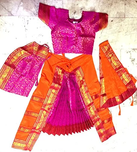 Bharatnatyam Costume Red and Pink for Fancy Dress/Costume Competitions/School Events/Annual Functions