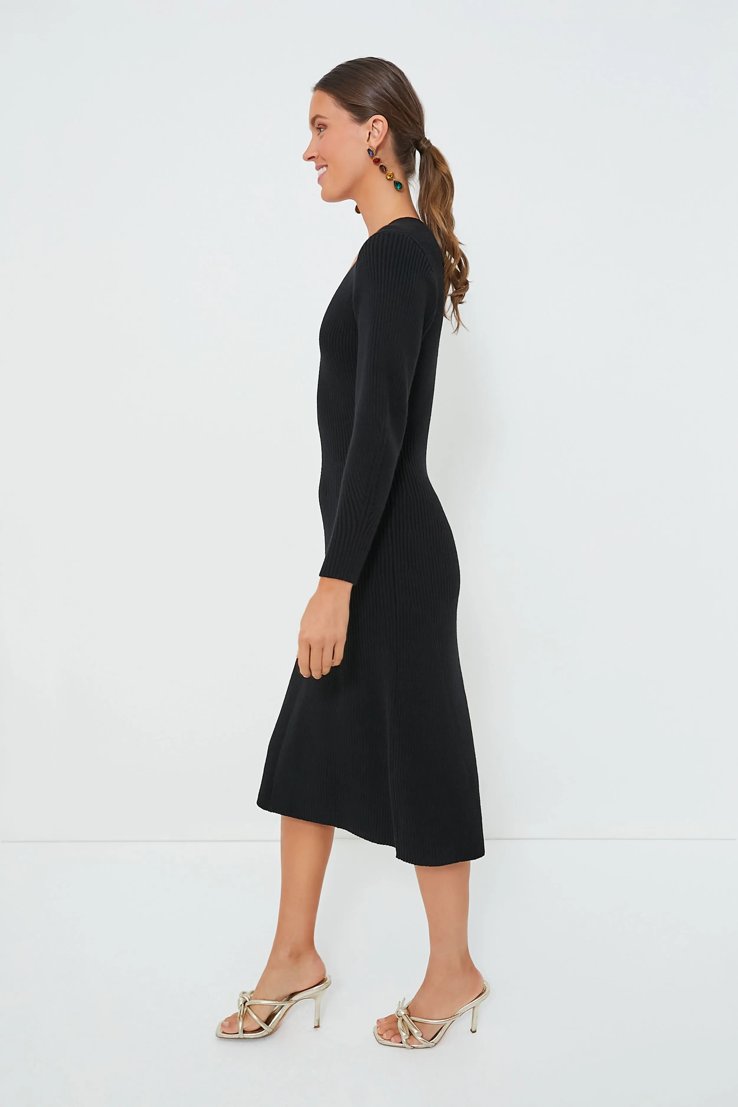 Black Brigid Midi Sweater Dress