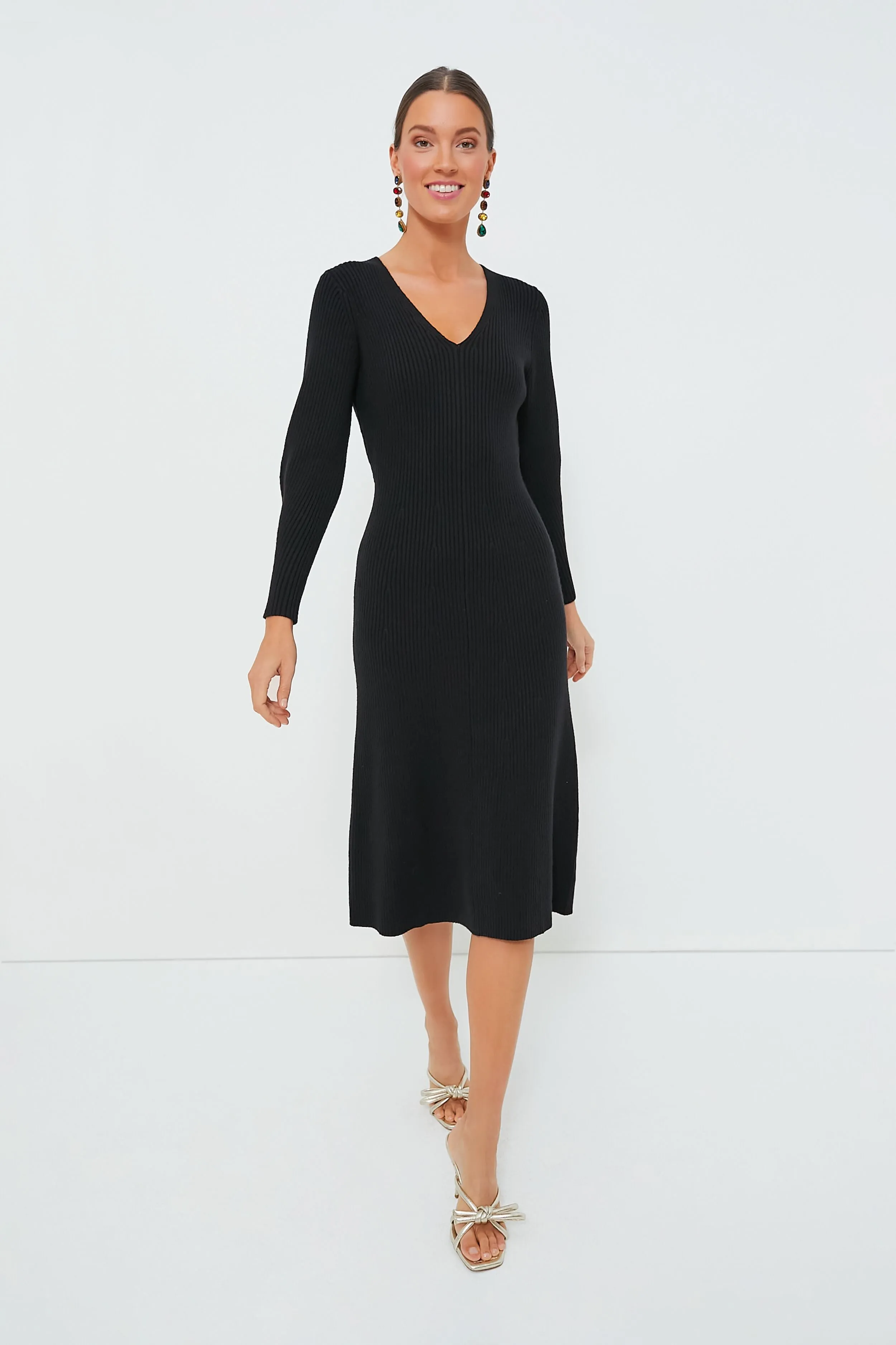 Black Brigid Midi Sweater Dress