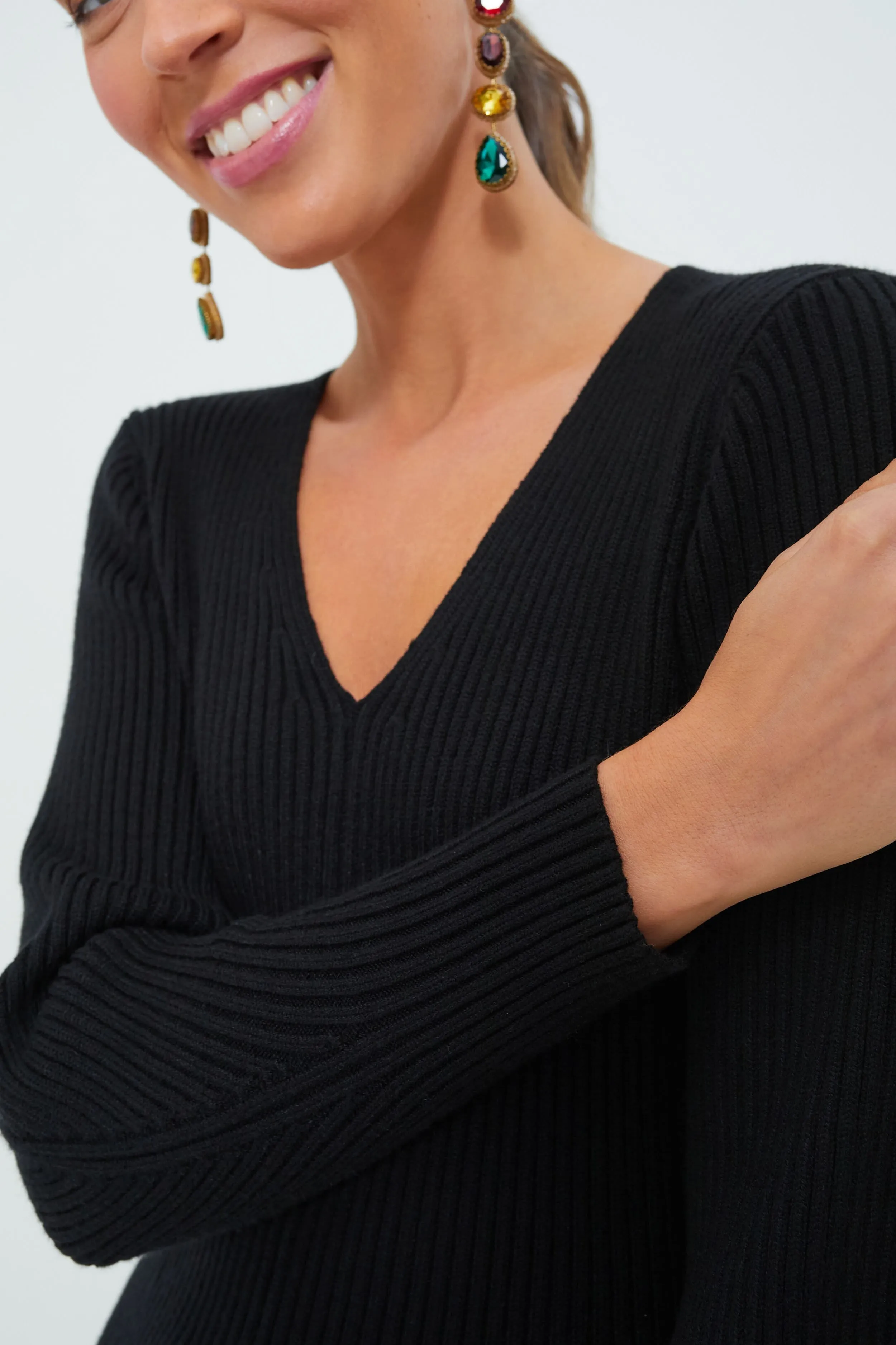 Black Brigid Midi Sweater Dress