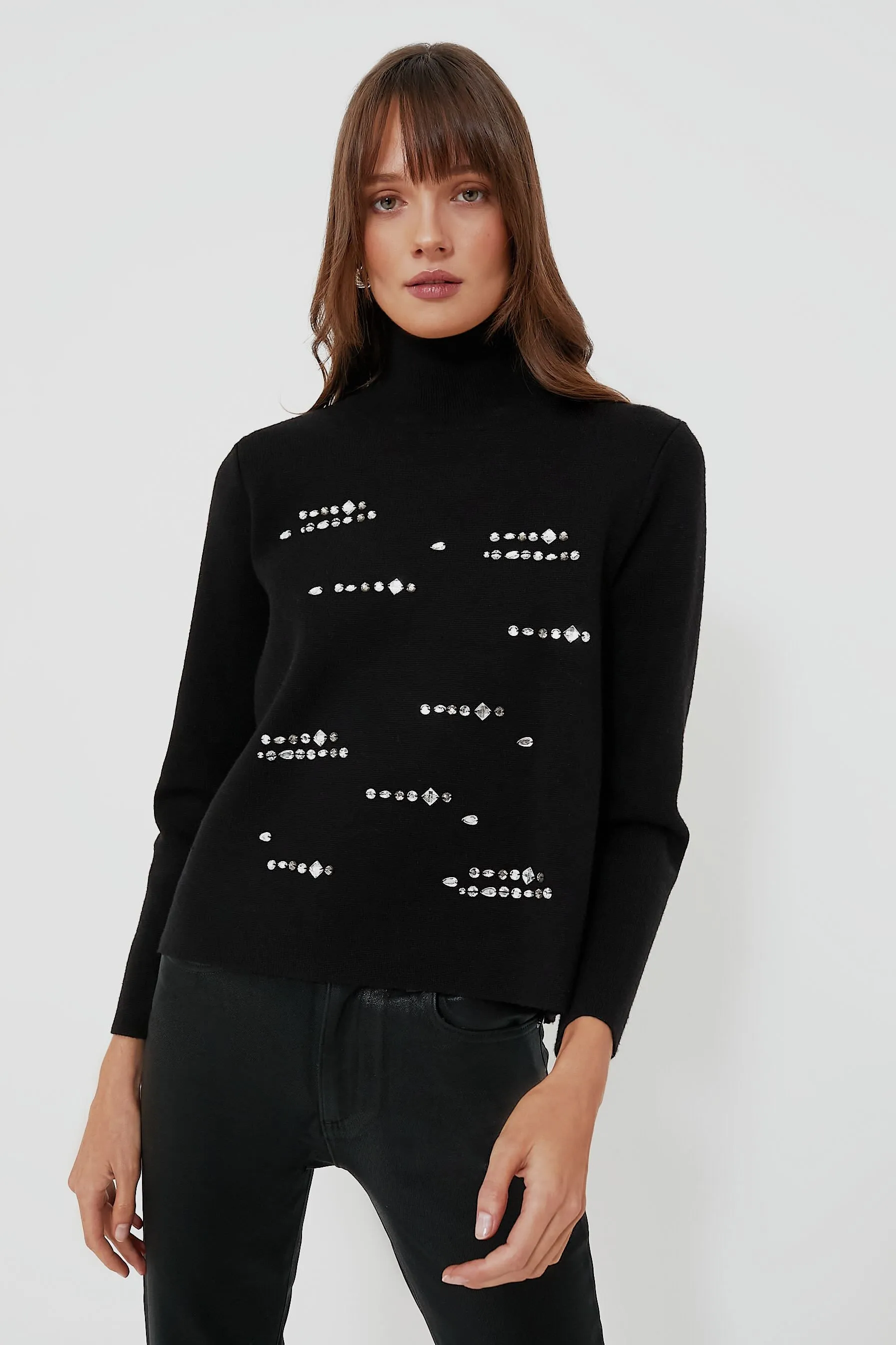 Black Embellished Greta Turtleneck