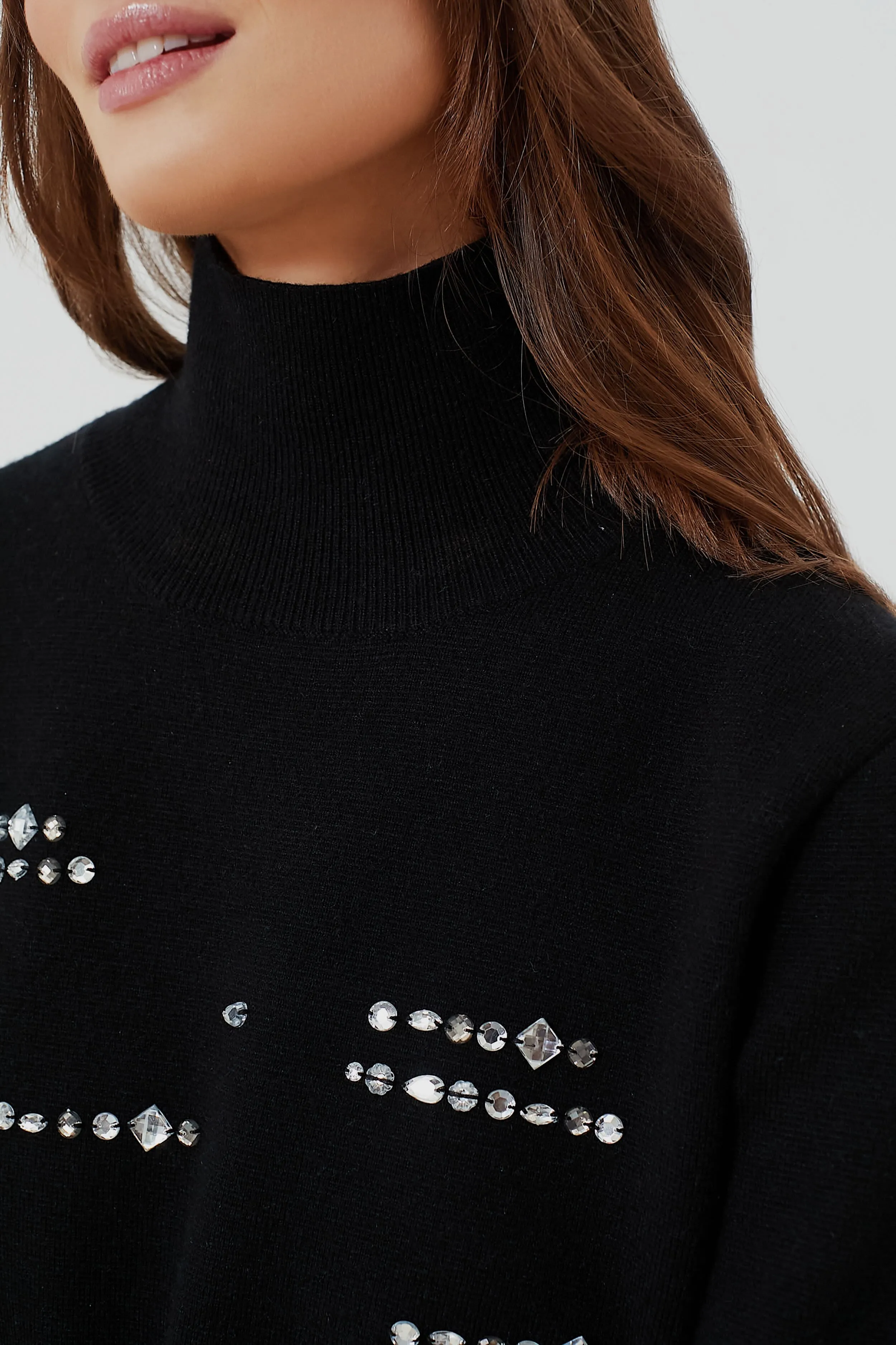 Black Embellished Greta Turtleneck