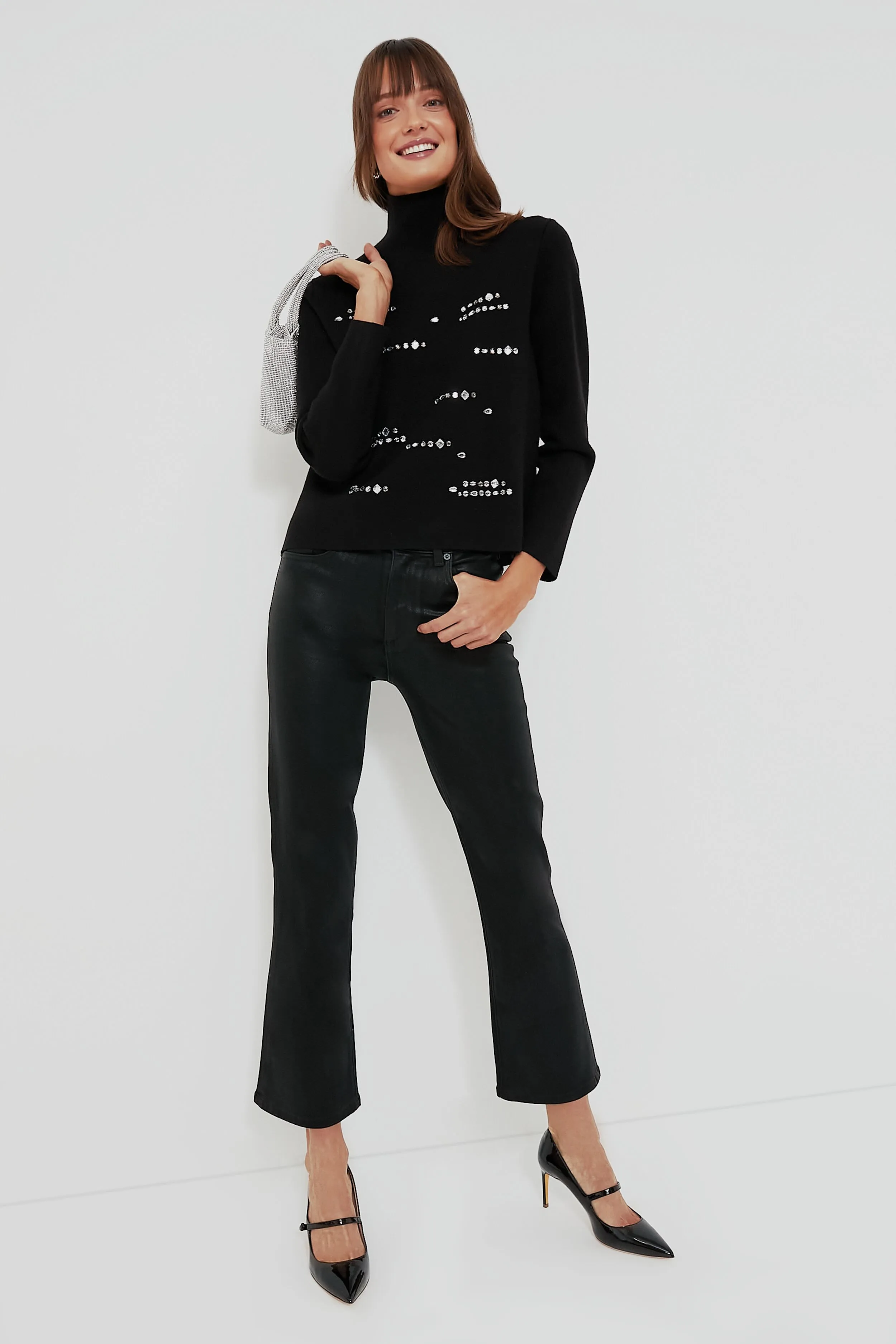 Black Embellished Greta Turtleneck