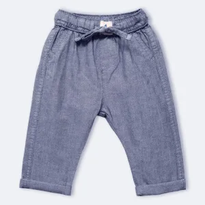 Blue Elasticated Waist Cotton Pant