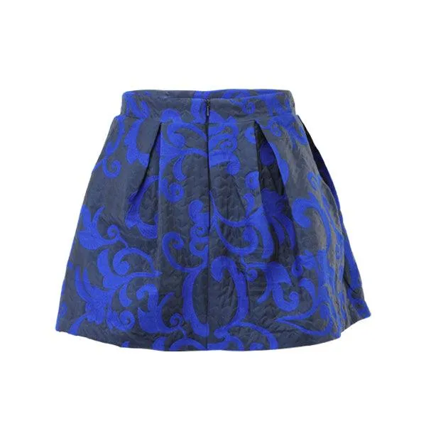 BLUE MIKADO DAMASK SKIRT SET