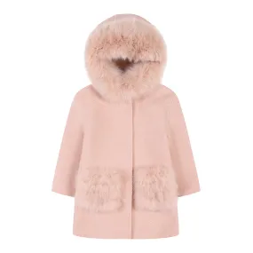 Bobble Babies :: Thea Cashmere Coat With Fur Pocket Blush