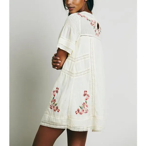 Bohemian Vibes Mini Dress - White