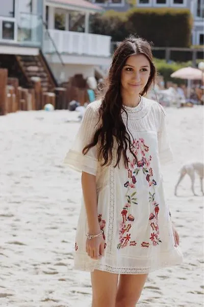 Bohemian Vibes Mini Dress - White