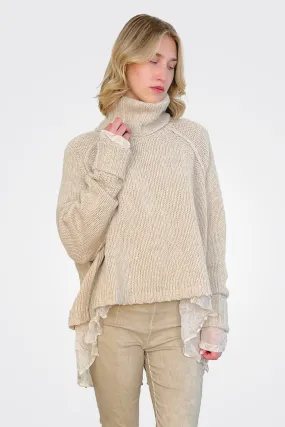 Boxy Knit Sweater - Bone Melange