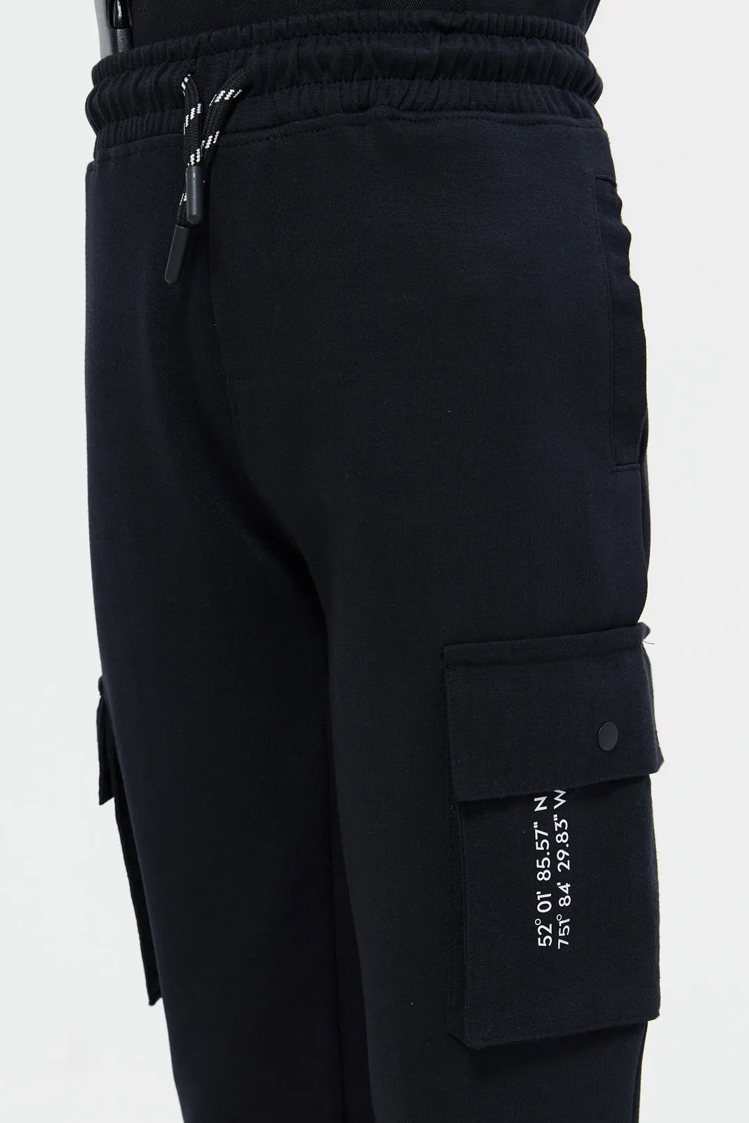 Boys Black Interlock Jog Pants