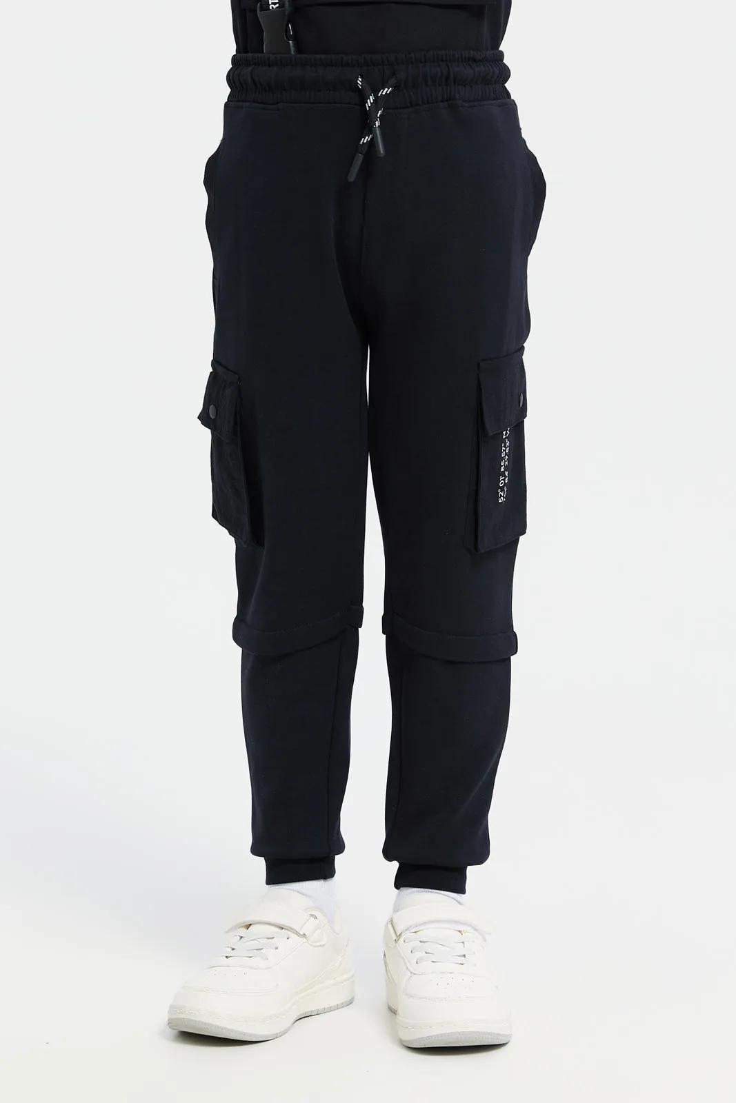 Boys Black Interlock Jog Pants