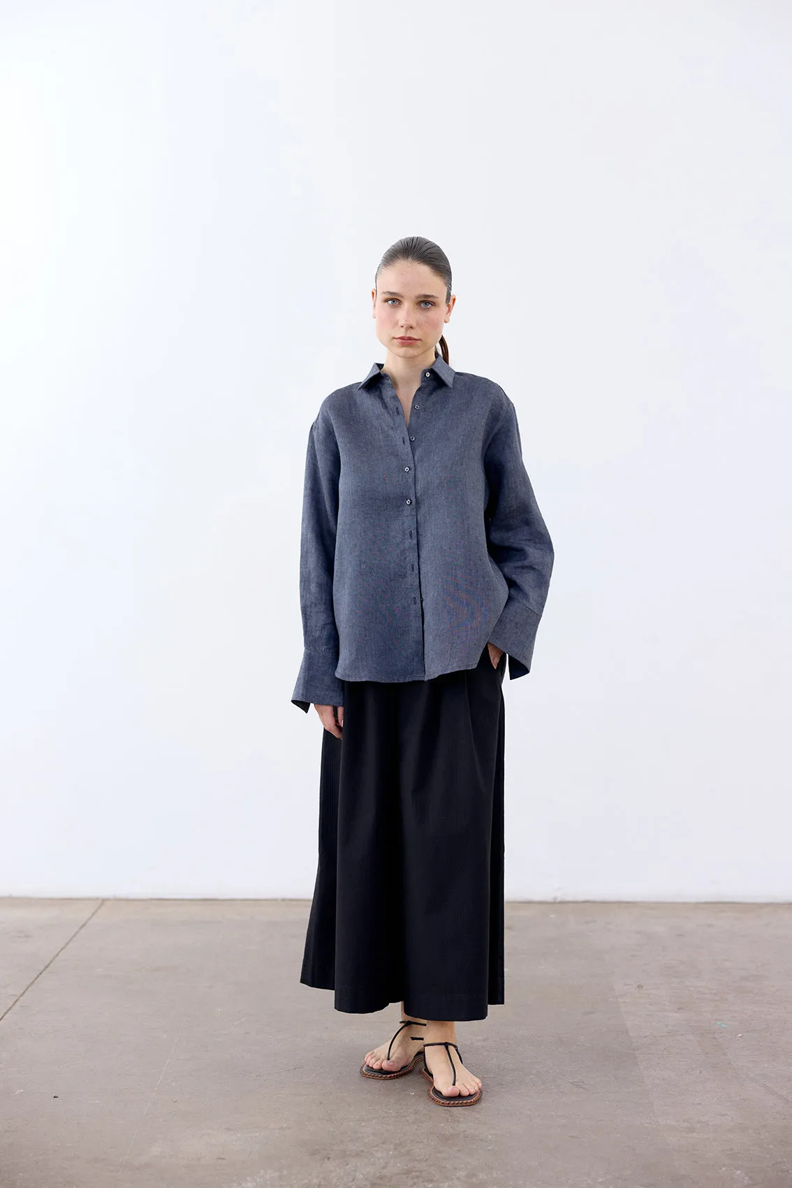 Buttoned Linen Shirt - Piedra